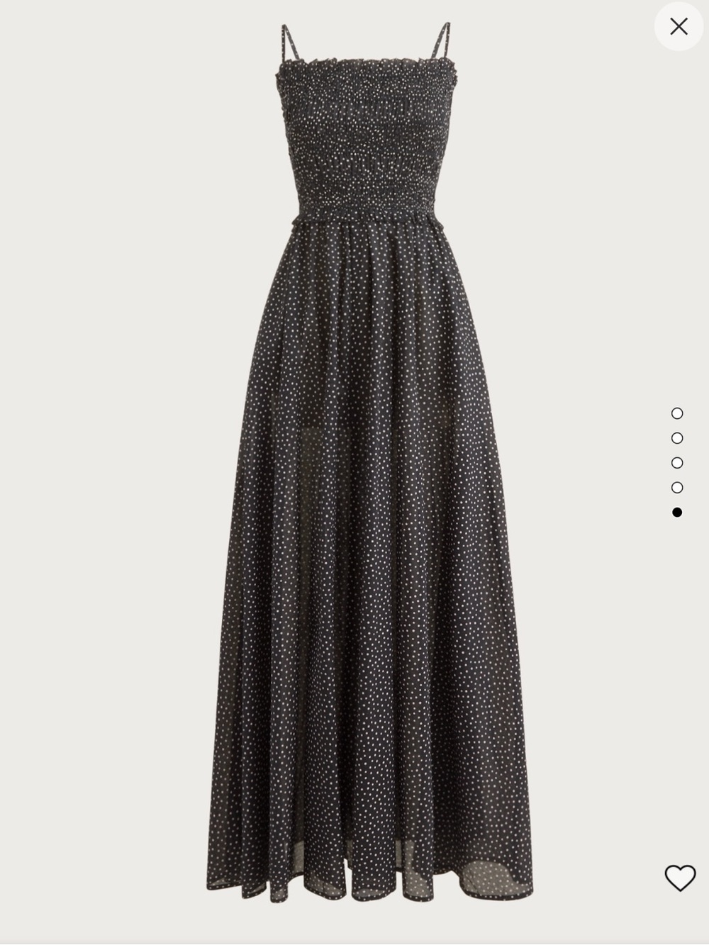 J. Crew Smocked Maxi Dress in Cotton Voile Dot Print